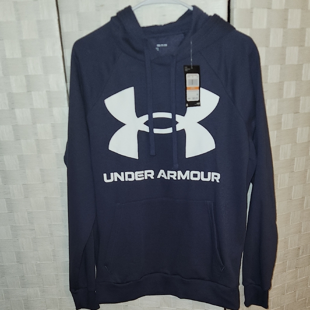 Under Armour Mens Sz S Loose Fit Navy Blue Hoodie NWT